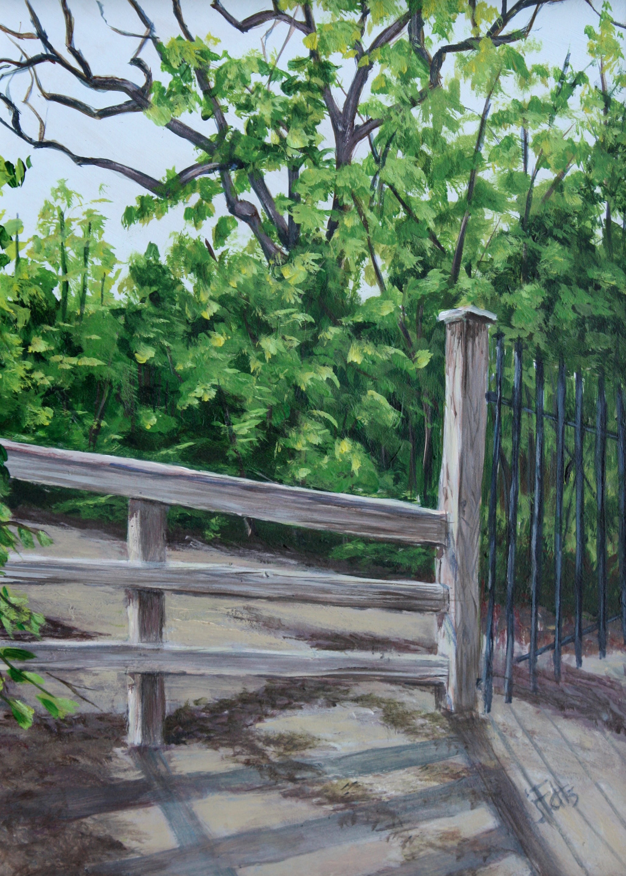 Farm Pasture Fence Line Acrylic Painting 4x4 with Easel Original Neelie Art
